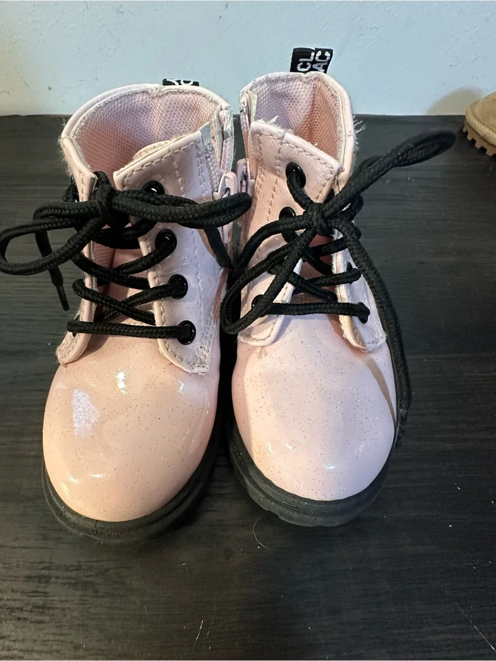 Toddler Pink Lace-Up Ankle Boots